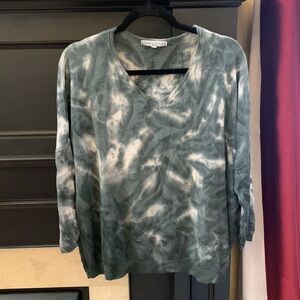 TEMPO PARIS tie dye dolman sleeve v neck shirt sz m/l